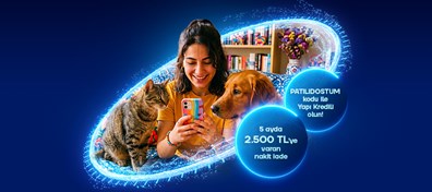 PATILIDOSTUM kodu ile Yapı Kredili olun,5 ay boyunca her ay 5000 TL ve üzeri petshop ve veteriner harcamalarınızda 500 TL nakit iade, 5 ayda toplam 2500 TL'ye varan nakit iade kazannın, masraflarınızı hafifletin!