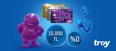 Yapı Kredi Mobil’den müşterimiz olup TROY logolu kredi kartı alın, 15.000 TL'ye varan Faizsiz Taksitli Nakit Avans fırsatından yararlanın!